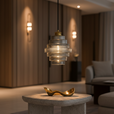 Antique Brass Striped Stained Glass Pendant Light - Elegant Kitchen Hanging Lights Pendant Lights