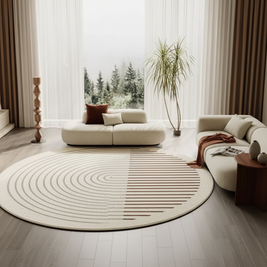 Velmora | Luxury Round Washable Area Rug, Thick Non-Slip Striped Rug for Living Spaces Rugs