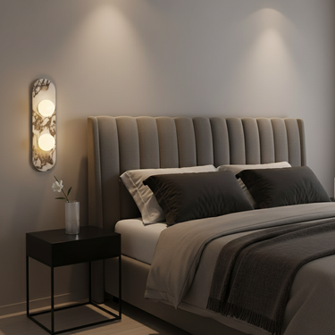 Perla Mid-Century Modern Wall Sconce - Bulgari Marble & Opaline Glass Lighting Wall Light