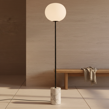 Elegant Marble Globe Glass Floor Lamp with Soft Ambient Lighting Floor Lamps