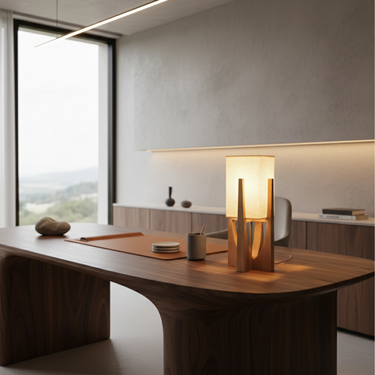 SolaceColumn | Elegant Minimalist Wooden Base Modern Table and Floor Lamp Floor Lamps