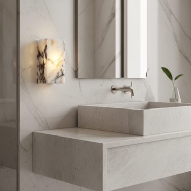 Scandinavian Marble Wall Lamp - Natural Marble Sconce Light with Integrated LED Wall Lighting