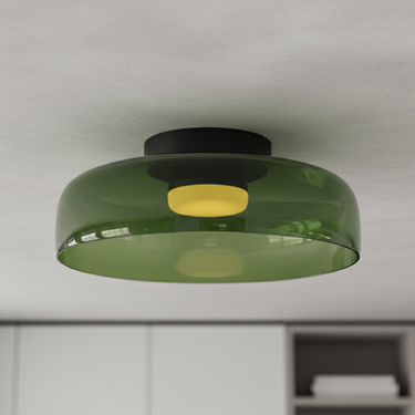 Milo Dome Light - Mid-Century Modern Flush Mount Ceiling Light with Layered Glass Shade Lamps & Light Fixtures