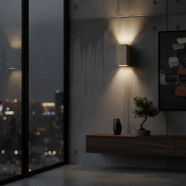 Minimalist Natural Travertine Wall Light Sconce - Indoor/Outdoor Up-and-Down Glow Wall Light