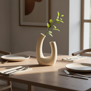 U-Shape Ceramic Decorative Vase – Compact Nordic Design for Home Display and Shelf Styling Vase