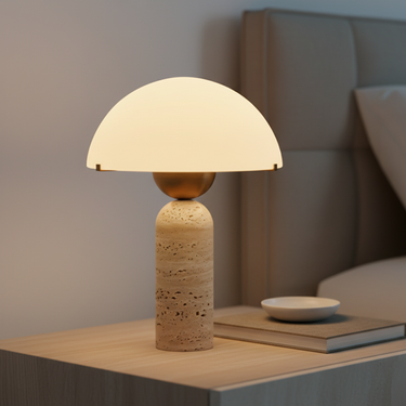 MarbleSphere | Elegant Sculptural Natural Stone Table Lamp for Living Room Lamps