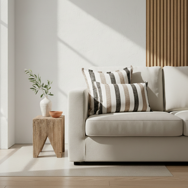 Elegant Vertical Striped Upholstery Fabric - Timeless Design for Sophisticated Decor Pillow
