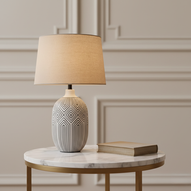 Lumera | Elegant Sculptural White Ceramic Table Lamp for Living Room Lamps