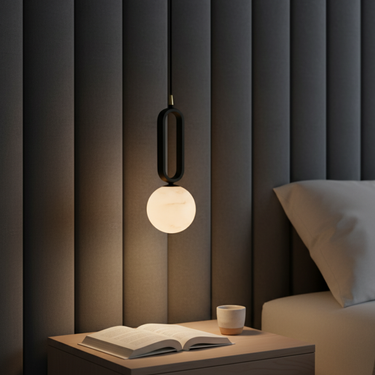 Sculptural Alabaster Pendant Light with Matte Black Frame for Kitchen Island Pendant Lights