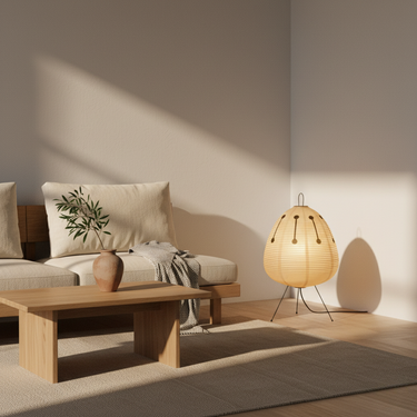 Zylyn Modern Floor Lamp - Minimalist Japanese Rice Paper Standing Lamp for Living Room Floor Lamp