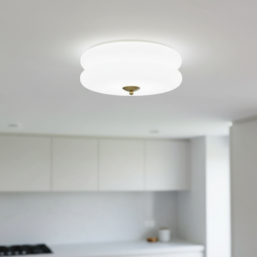Elegant Flush Mount Ceiling Light - Art Deco Glass Fixture with Warm Ambiance Lighting