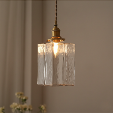 Savoy Collection | Glass Pendant Light with Textured Finish, Vintage Style for Kitchen Lighting Pendant Lights