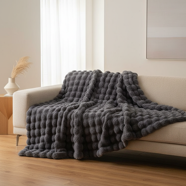 Cozy Faux-Fur Throw Blanket - Elegant Rabbit Fur Style, 50 x 60 Inches Blanket
