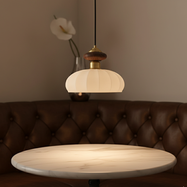 Ceres Pendant Light - Elegant Organic Glass Shade & Wood Accent for Kitchen Island Lighting Pendant Lights