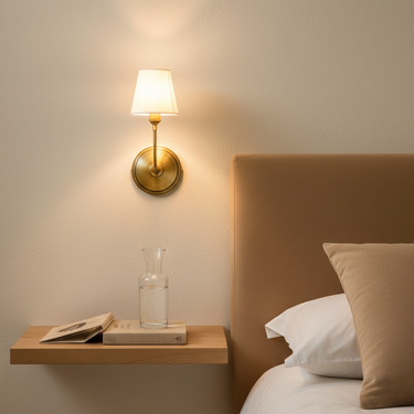 Mid-Century Brass Wall Sconce Light with Fabric Shade for Elegant Wall Lighting Wall Light