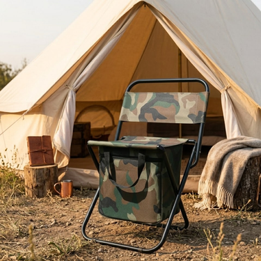 Foldable Camping Chair with Backrest - Durable Oxford Fabric, X-Shaped Legs