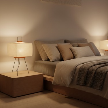 Akari 7A Minimalist Table Lamp with Hand-Folded Washi Shade Table Lamps