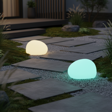 Outdoor Solar Pebble Garden Lights | Waterproof LED Outdoor Fixture for Modern Landscapes Outdoor Lighting