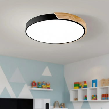 Splice Wood Flush Mount Ceiling Light - Modern Japandi Dimmable Design Flush Mount Lights