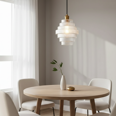 Antique Brass Striped Stained Glass Pendant Light - Elegant Kitchen Hanging Lights Pendant Lights