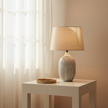Lumera | Elegant Sculptural White Ceramic Table Lamp for Living Room Lamps