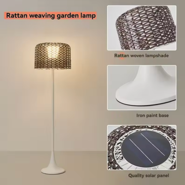 Elegant Solar Outdoor Floor Lamp | Waterproof Rattan LED Patio Garden Light Outdoor Lighting