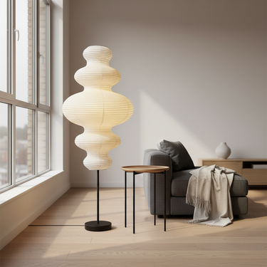 Akari Jun - Sculptural Floor Lamp with Xuan Paper Shade Lamps