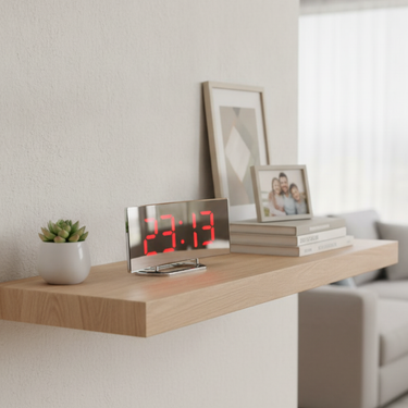 Sleek Curved LED Digital Alarm Clock with Adjustable Dimming Feature