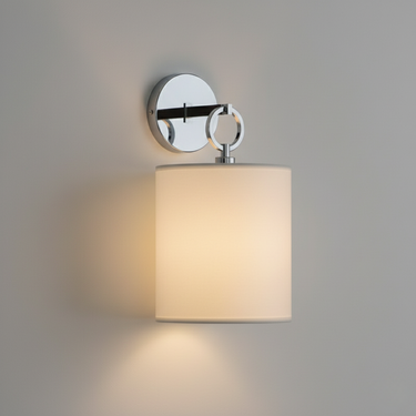Signet Wall Sconce - Elegant Fabric Shade & Signature Ring Detail Wall Lighting Wall Light