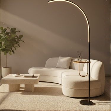 Valeris Arc Floor Lamp | Modern Minimalist LED Standing Lamp for Living Room or Bedside Floor Lamps