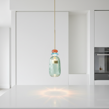Artisanal Glass Pendant Light - Artistic Kitchen Pendant Lighting for Island Lighting