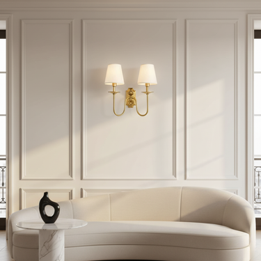Lyre Brass Wall Sconce - Elegant Wall Lights with Fabric Shades for Timeless Interiors Wall Light