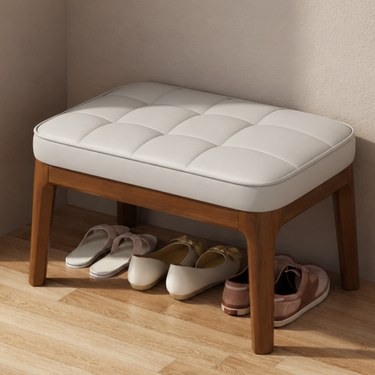 Scandinavian Shoe Storage Bench with Solid Wood Frame & PU Leather Seat Benches