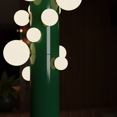 VerdeLuxe | Stylish Modern Floor Lamp with Green Metal Base and White Shade Floor Lamps