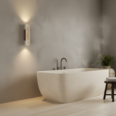 Elegant Travertine Wall Sconce - Modern Up/Down Lighting for Architectural Décor Wall Light