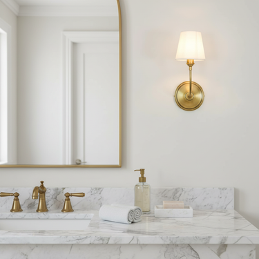 Mid-Century Brass Wall Sconce Light with Fabric Shade for Elegant Wall Lighting Wall Light