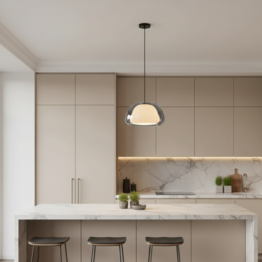 Modern Glass Pendant Light - Adjustable Dome Design for Kitchen Island Ceiling Light