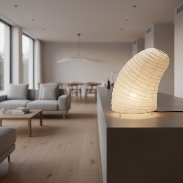 Akari V8 Table Lamp with Textured Fabric Shade for Bedroom & Living Room Table Lamps
