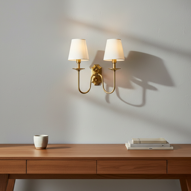 Lyre Brass Wall Sconce - Elegant Wall Lights with Fabric Shades for Timeless Interiors Wall Light