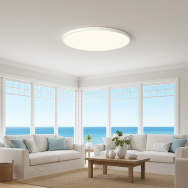 Sheen Ultra-Slim Round Flush Mount Ceiling Light with LED Illumination for Living Room or Bedroom Ceiling Lights