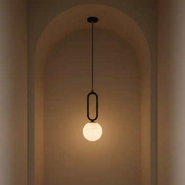 Sculptural Alabaster Pendant Light with Matte Black Frame for Kitchen Island Pendant Lights