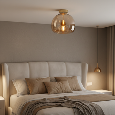 Nocturne Artisan Hand-Blown Glass Flush Mount Ceiling Light - Warm Ambient Glow Lamps & Light Fixtures