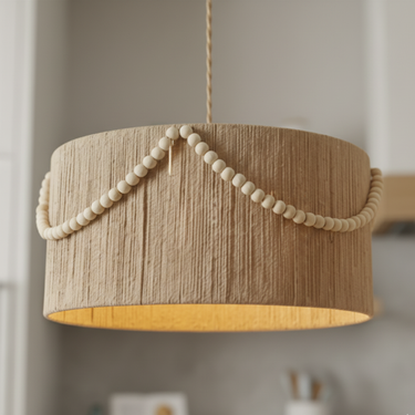 JuteCraft | Elegant Natural Jute Hanging Pendant Light Fixture Lamps & Lighting