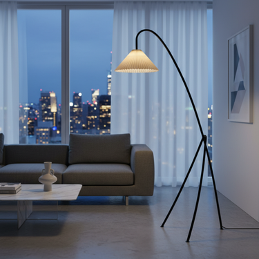 Tove Pleated Tripod Floor Lamp - Modern Standing Floor Lamp for Cozy Living Room Spaces Floor Lamps