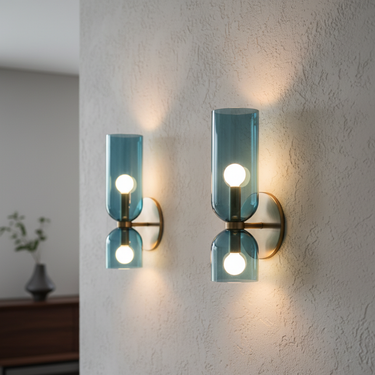 Elegant Double Head Glass Wall Lamp | Modern Minimalist Sconce Lighting for Living Room or Bedroom Wall Lights