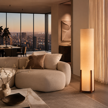 Hajime — Elegant Traditional Japanese Floor Lamp with White Fabric Shade for Living Room Lamps