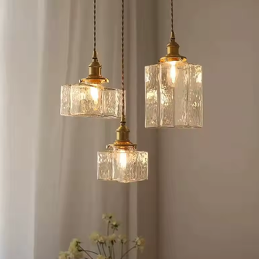 Savoy Collection | Glass Pendant Light with Textured Finish, Vintage Style for Kitchen Lighting Pendant Lights
