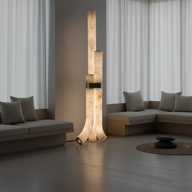 AlabasterGlow | Elegant Modern Brass Floor Lamp for Living Room Lamps