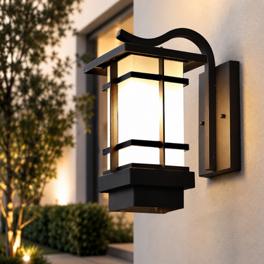 Elegant Outdoor Wall Lantern - Frosted Glass & Sturdy Frame Lights