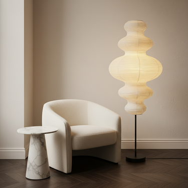 Akari Jun - Sculptural Floor Lamp with Xuan Paper Shade Lamps